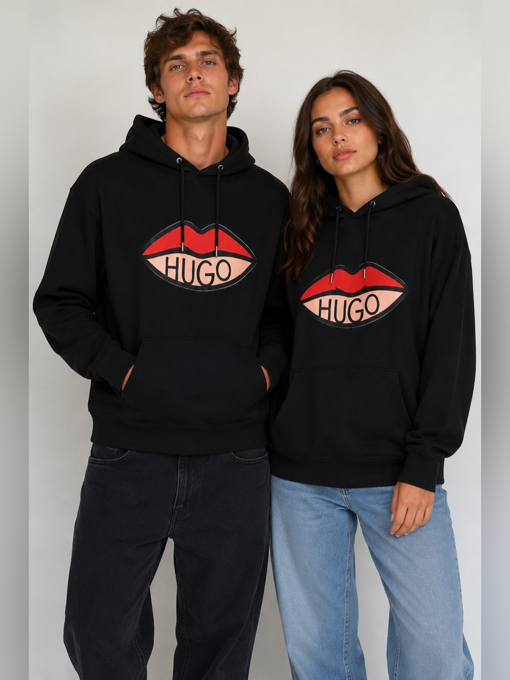 HUGO Boss Graphic Logo Hoodie Black Organic Cotton Unisex Medium